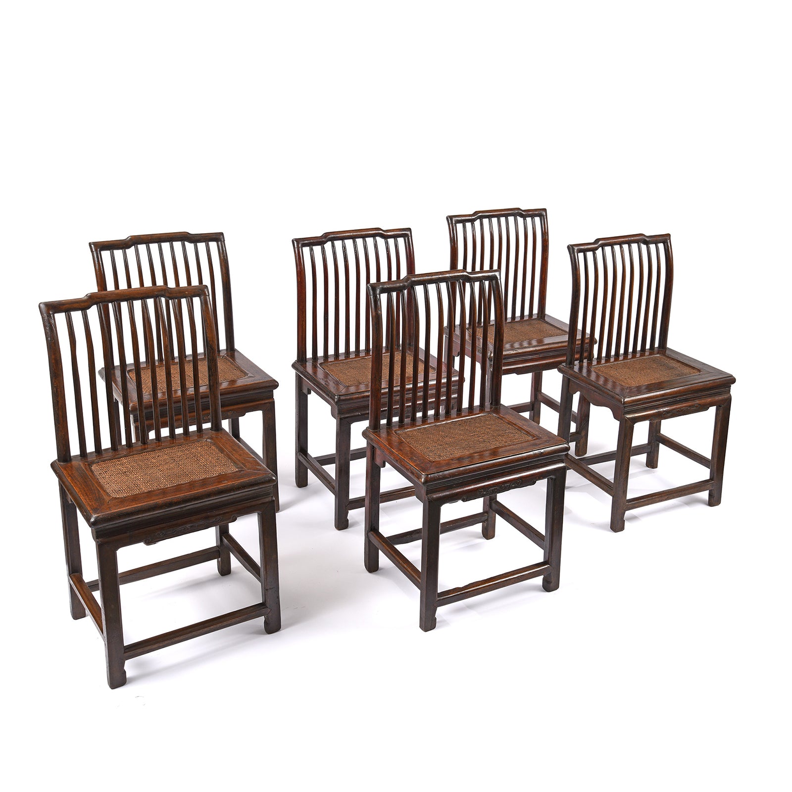 Group Of Chinese Catalpa Wood Book Chair With Rattan Seat From Zhejiang - 19th Century| Indigo Antiques