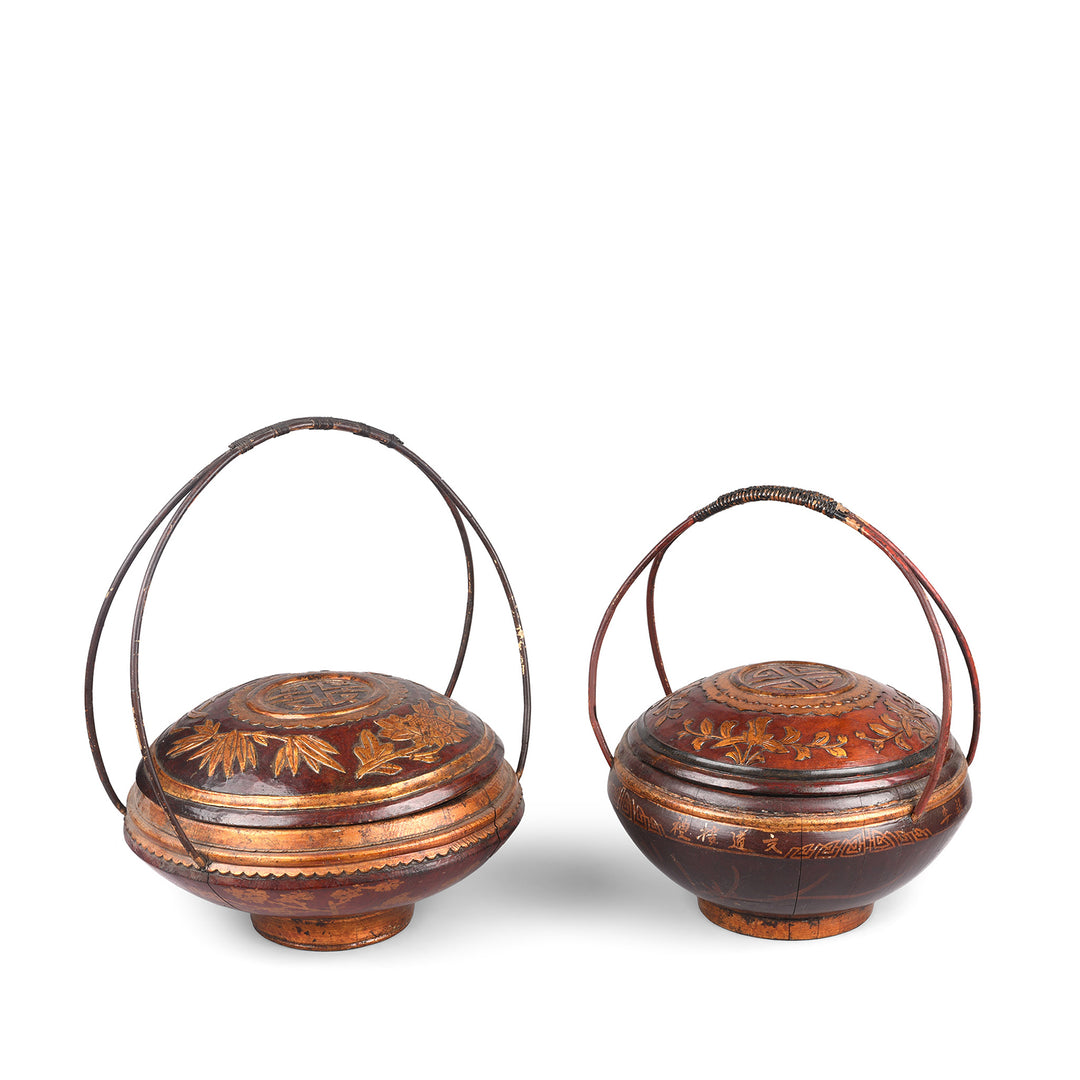 Pair of Chinese Wedding Baskets from Shanxi - ca 1920 | Indigo Antiques