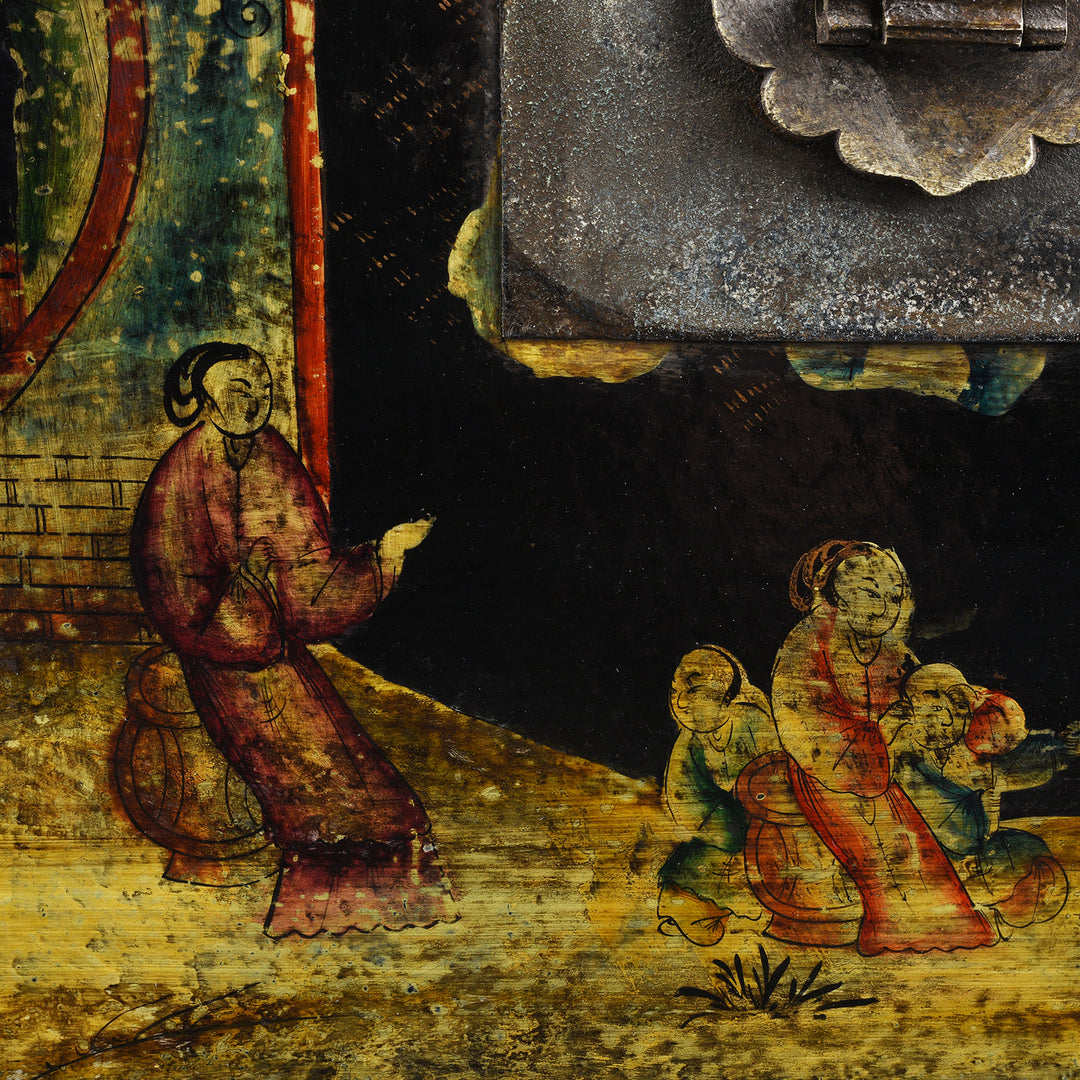 Character Detail From Antique Chinese Painted Lacquer Box - Late 19th Century | Indigo Antiques