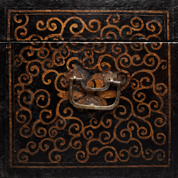 Side View Of Antique Chinese Painted Lacquer Box - Late 19th Century | Indigo Antiques