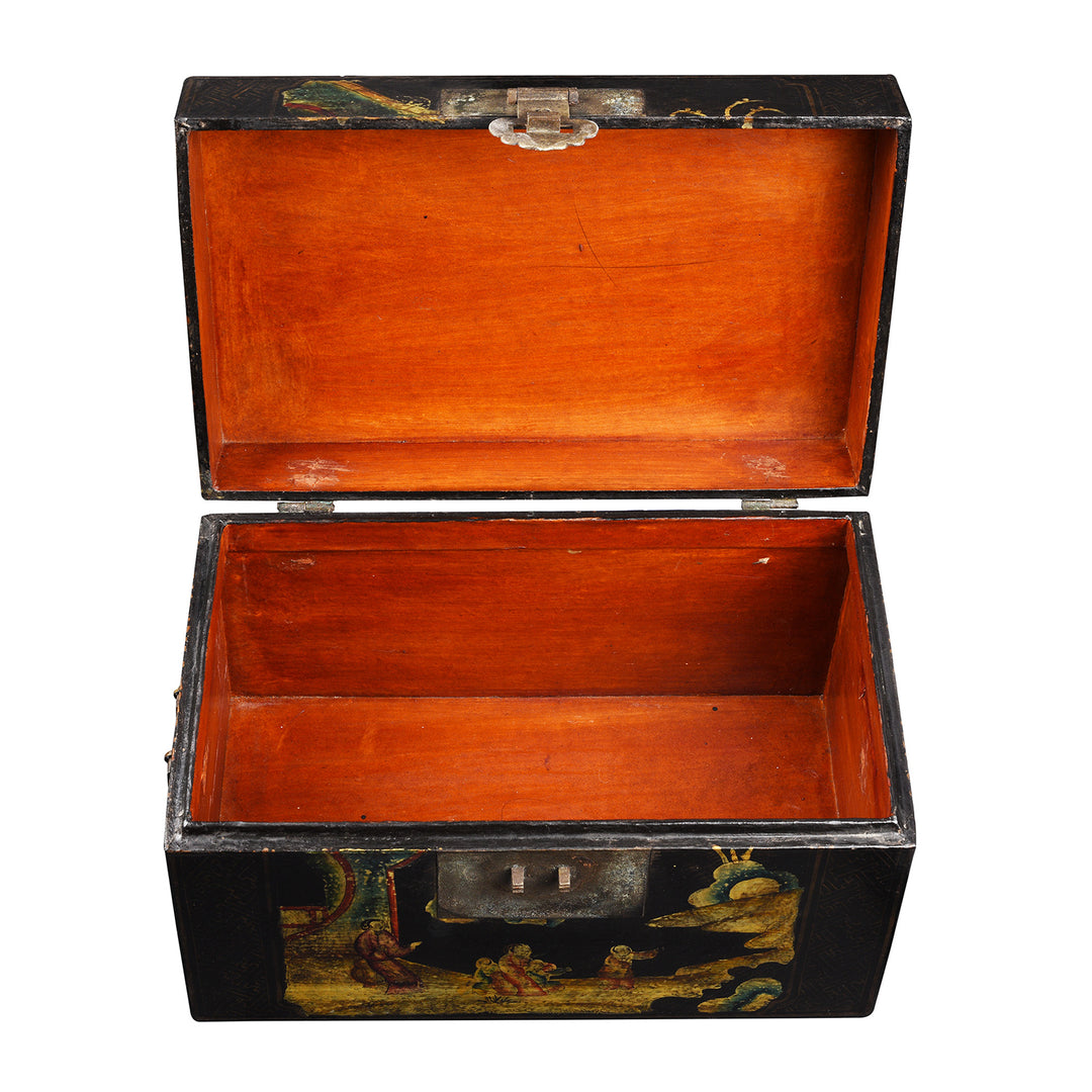 Interior Of Antique Chinese Painted Lacquer Box - Late 19th Century | Indigo Antiques