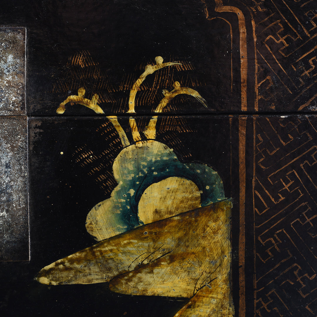 Landscape Detail From Antique Chinese Painted Lacquer Box - Late 19th Century | Indigo Antiques