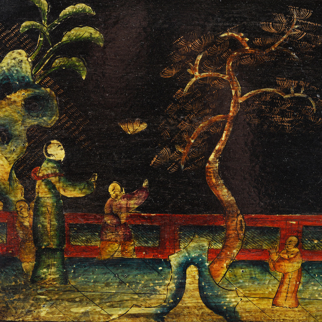 Detail From Antique Chinese Painted Lacquer Box - Late 19th Century | Indigo Antiques