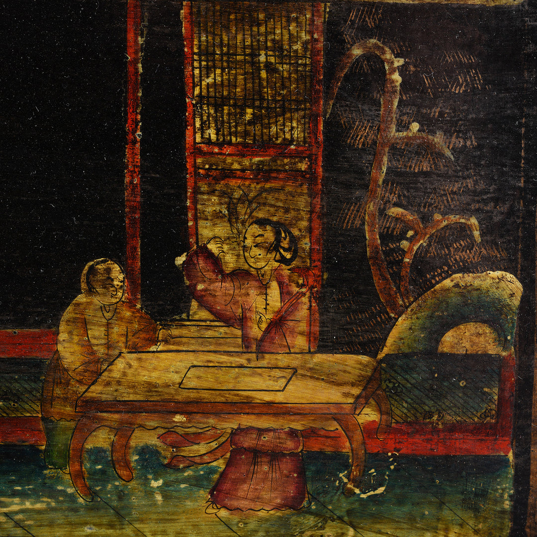 Detail From Antique Chinese Painted Lacquer Box - Late 19th Century | Indigo Antiques