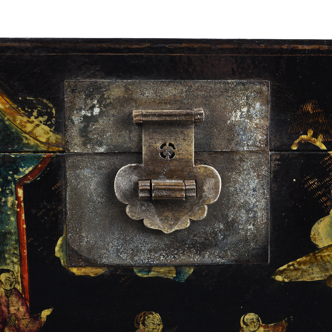 Latch detail From Antique Chinese Painted Lacquer Box - Late 19th Century | Indigo Antiques