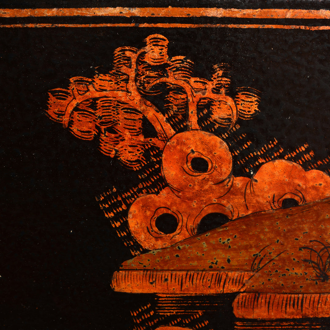 Paintwork Detail From Antique Chinese Painted Lacquer Box - Late 19th Century | Indigo Antiques