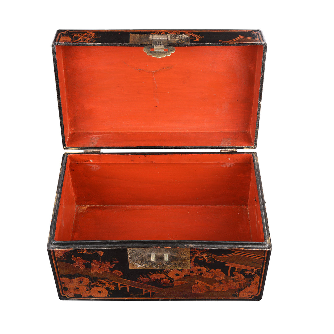Interior Of Antique Chinese Painted Lacquer Box - Late 19th Century | Indigo Antiques