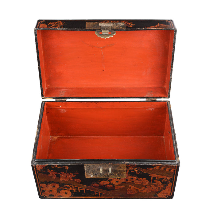 Interior Of Antique Chinese Painted Lacquer Box - Late 19th Century | Indigo Antiques
