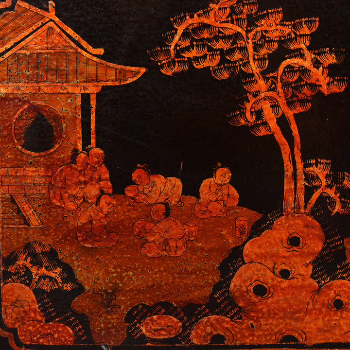 Paintwork Detail From Antique Chinese Painted Lacquer Box - Late 19th Century | Indigo Antiques