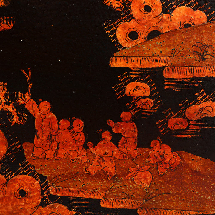 Paintwork Detail From Antique Chinese Painted Lacquer Box - Late 19th Century | Indigo Antiques