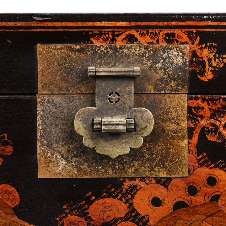 Locking plate Detail From Antique Chinese Painted Lacquer Box - Late 19th Century | Indigo Antiques
