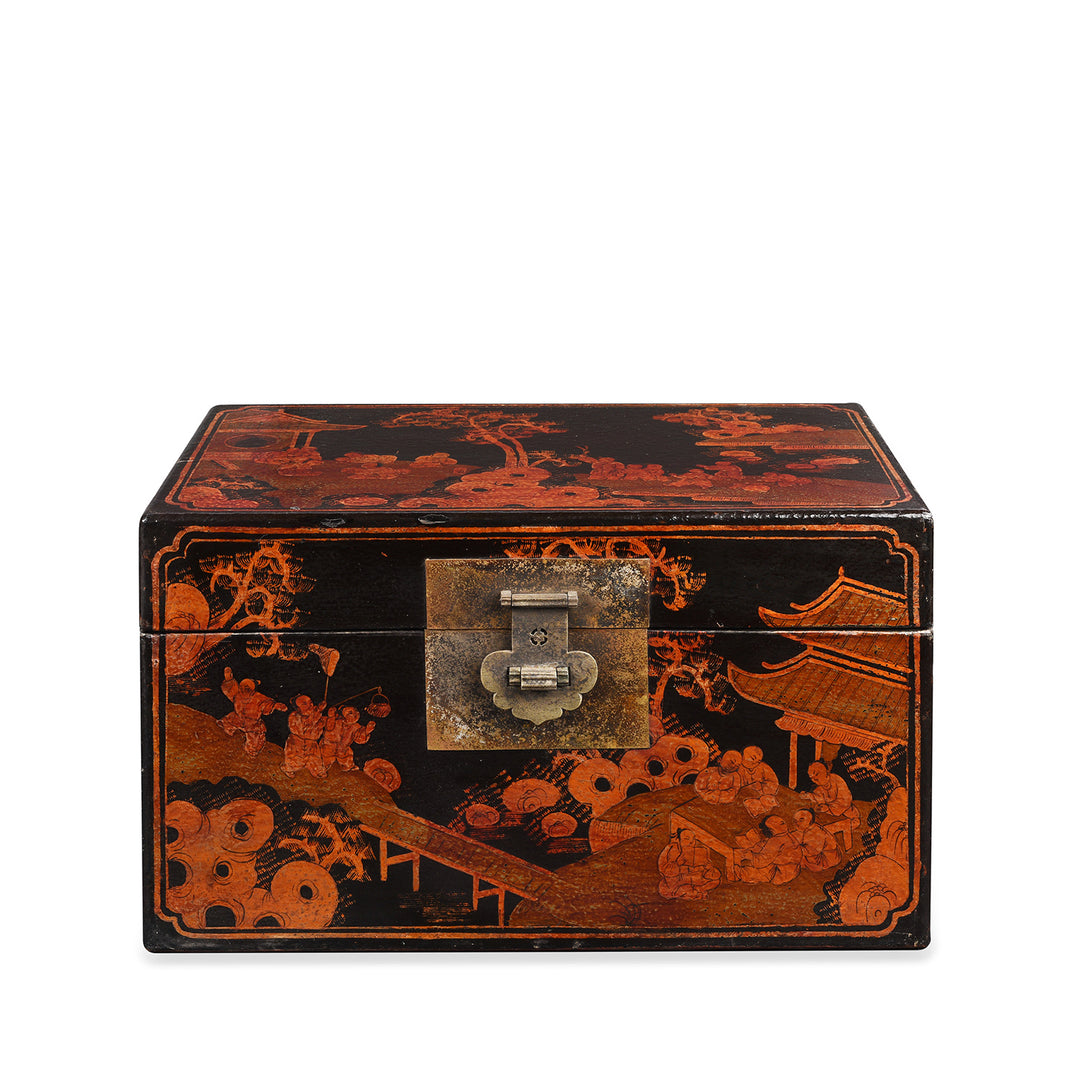 Antique Chinese Painted Lacquer Box - Late 19th Century | Indigo Antiques