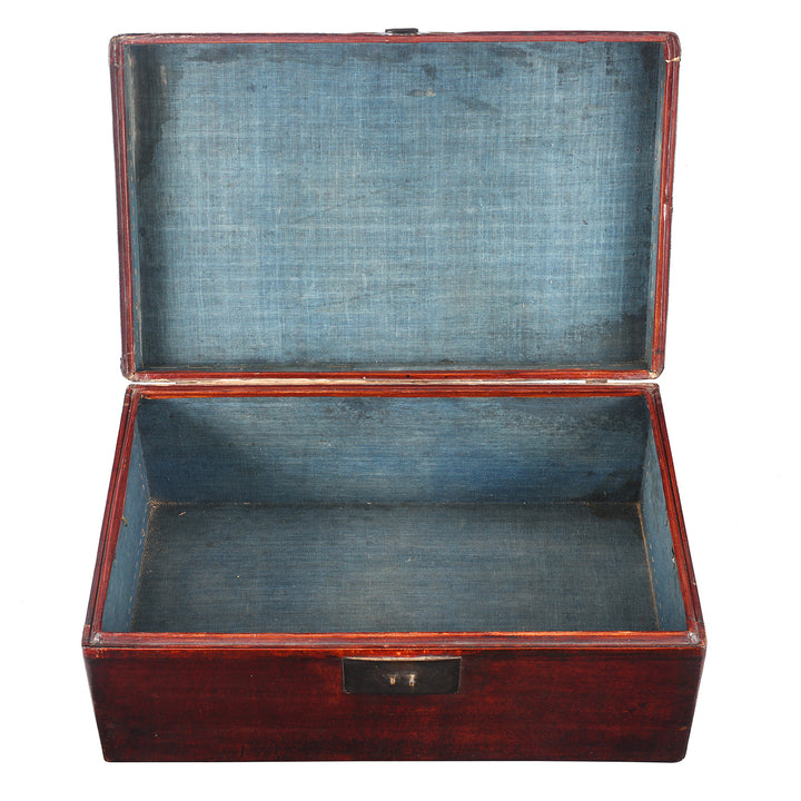 Interior Of Antique Aubergine Leather Trunk from Shanghai - Circa 1920 - Early 20th Century | Indigo Antiques