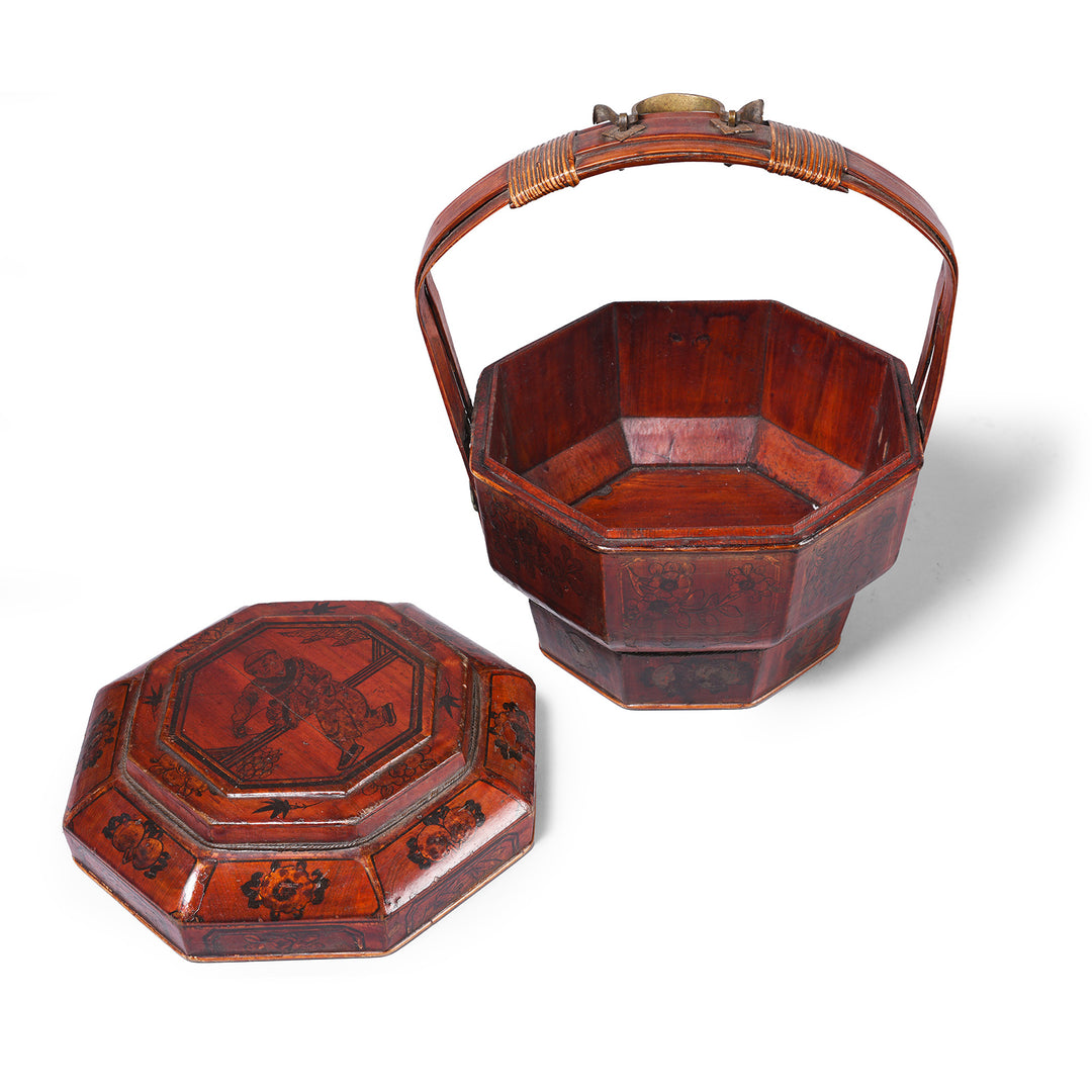 Interior Of Antique Chinese Wedding Basket from South China | Indigo Antiques