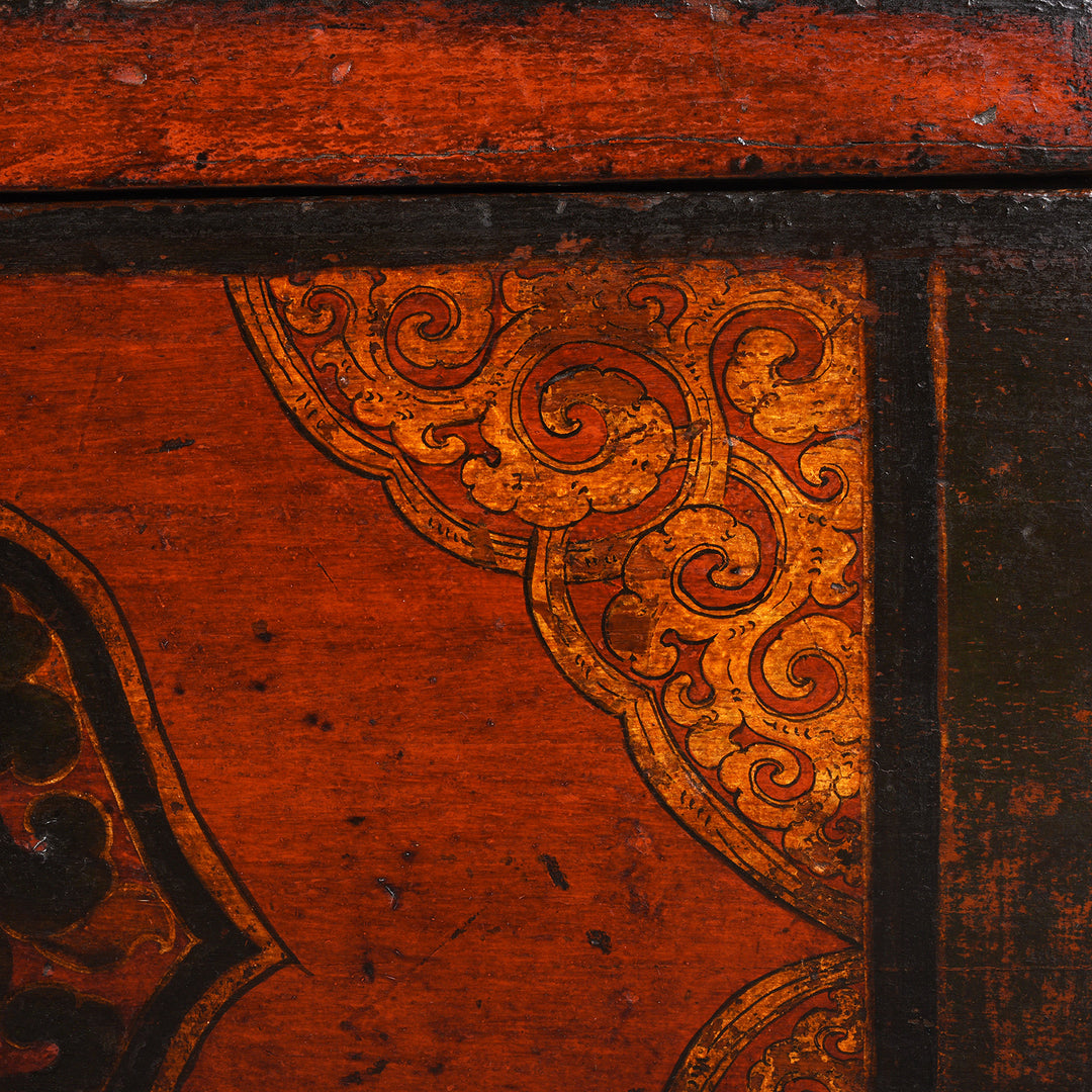 Detail From Old Antique Painted Tibetan Chest | Indigo Antiques