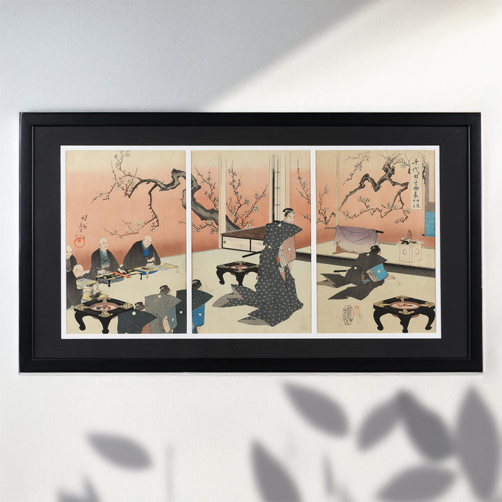 Old 'New Year's Kagamibiraki Ceremony' Triptych Print by Chikanobu | Indigo Antiques