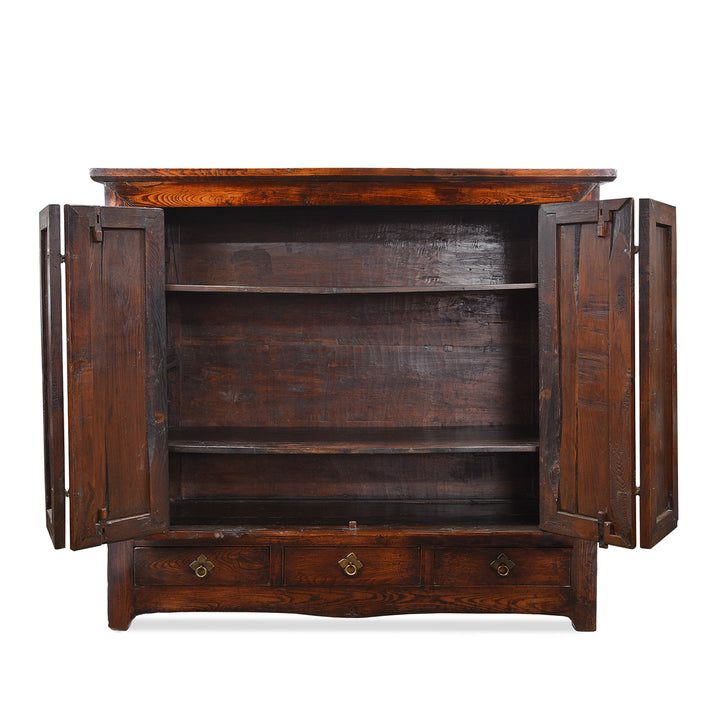Open View Of Elm Wardrobe Cabinet From Gansu - 19th Century | Indigo Antiques