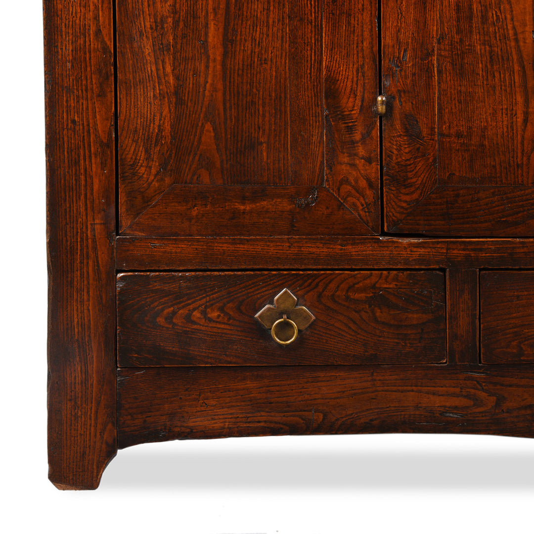 Leg Detail From Antique Elm Wardrobe Cabinet From Gansu - 19th Century | Indigo Antiques