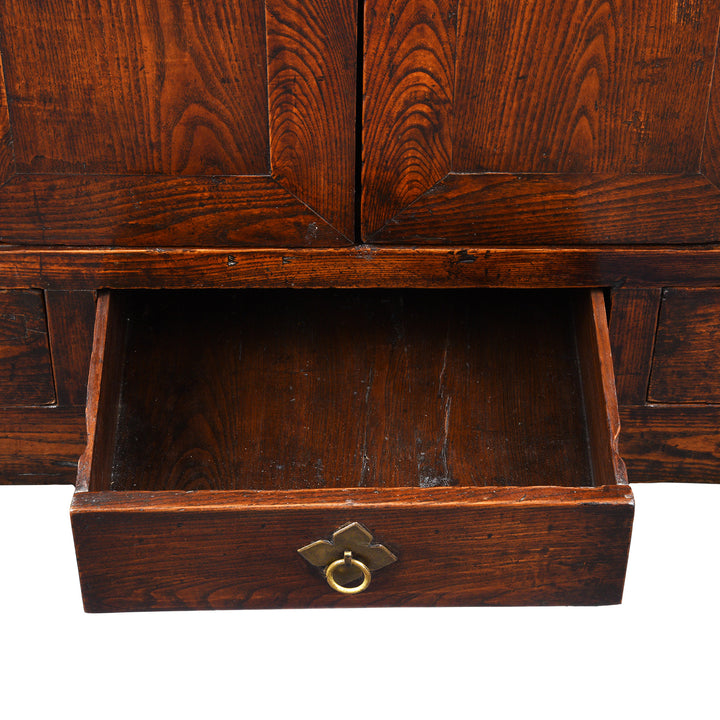 Drawer Detail From Antique Elm Wardrobe Cabinet From Gansu - 19th Century | Indigo Antiques