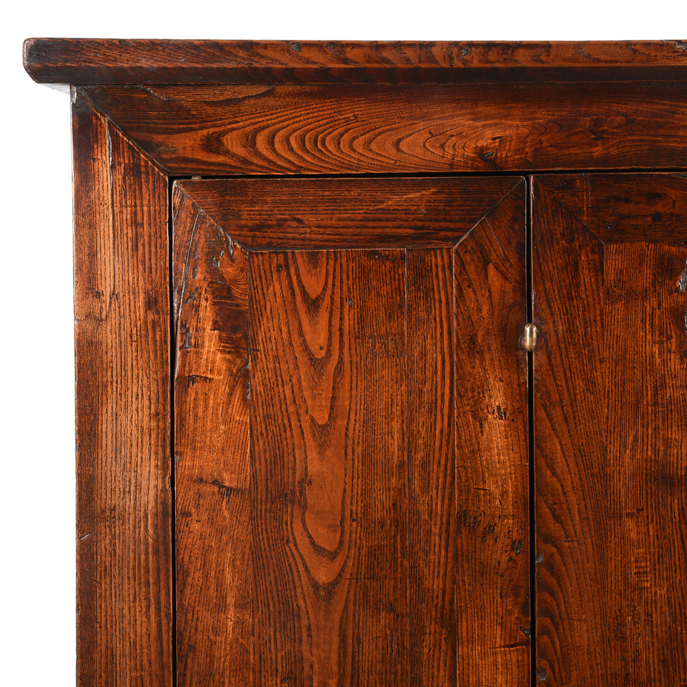 Corner Detail From Antique Elm Wardrobe Cabinet From Gansu - 19th Century | Indigo Antiques