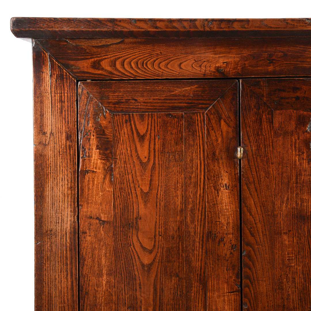 Corner Detail From Antique Elm Wardrobe Cabinet From Gansu - 19th Century | Indigo Antiques