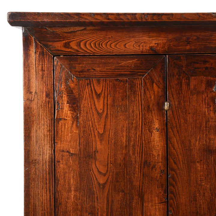 Corner Detail From Antique Elm Wardrobe Cabinet From Gansu - 19th Century | Indigo Antiques