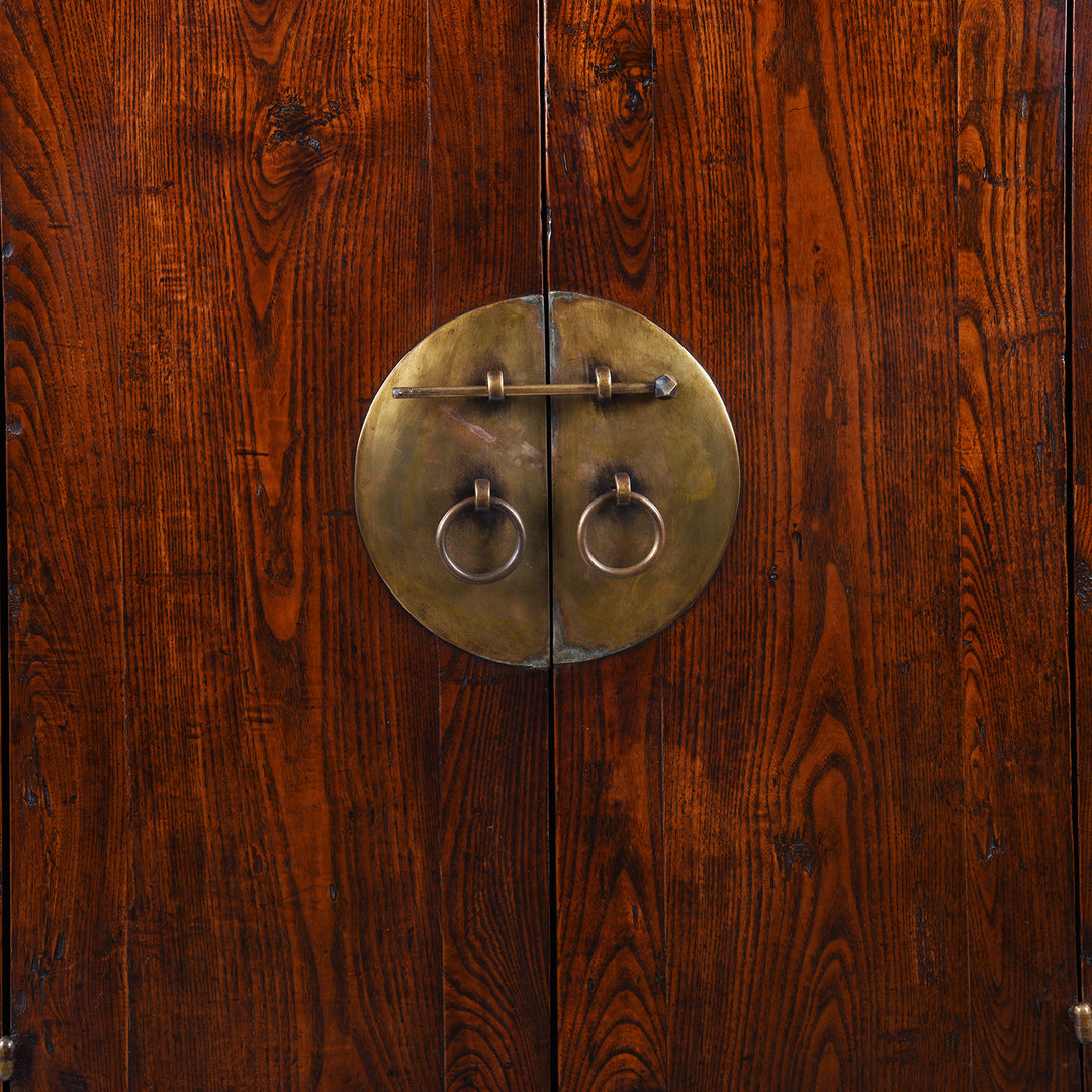 Doors Detail From Antique Elm Wardrobe Cabinet From Gansu - 19th Century | Indigo Antiques