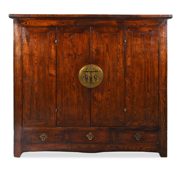 Antique Elm Wardrobe Cabinet From Gansu - 19th Century | Indigo Antiques