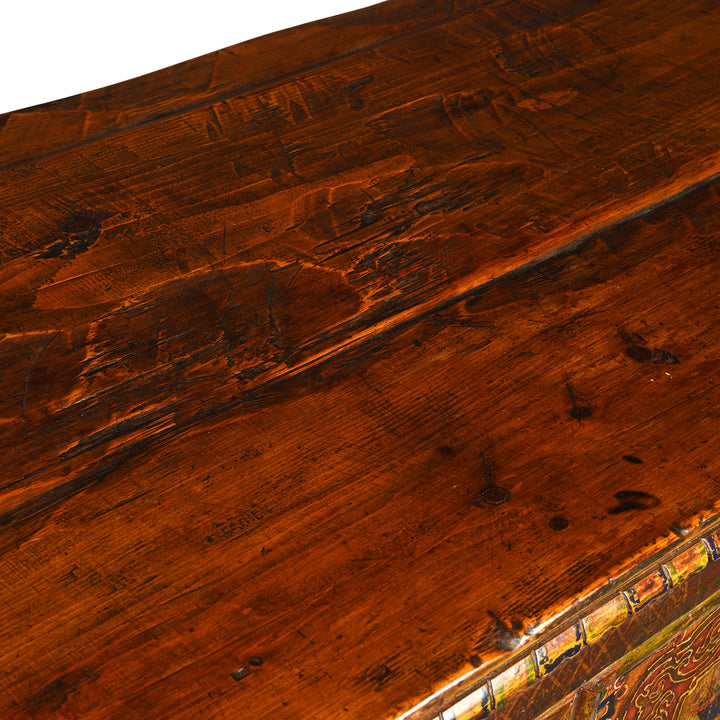 Top Detail From Antique Tibetan Painted Altar Cabinet | Indigo Antiques