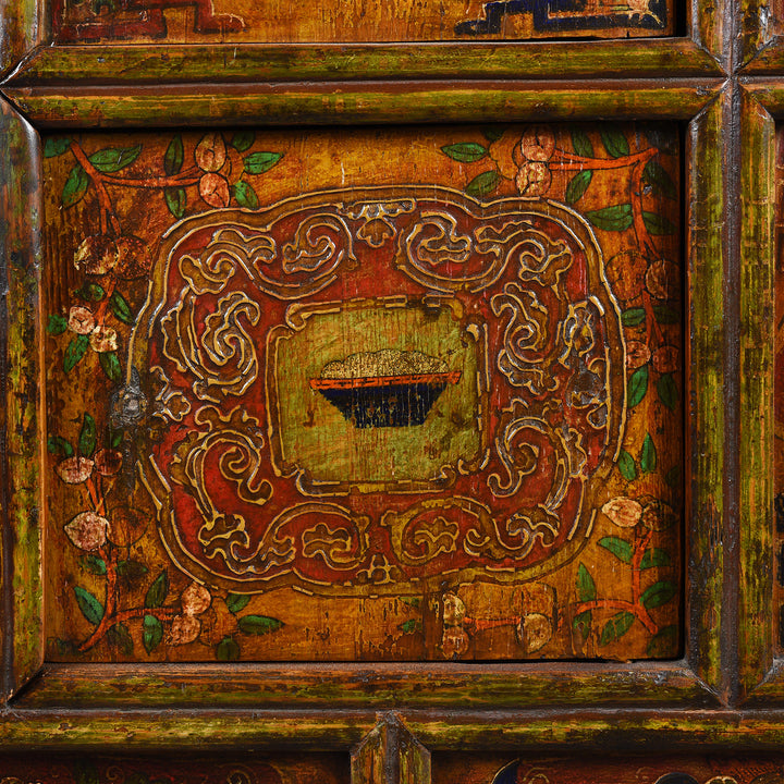 Paintwork Detail From Antique Tibetan Painted Altar Cabinet | Indigo Antiques