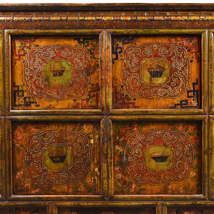 Paintwork Detail From Antique Tibetan Painted Altar Cabinet | Indigo Antiques