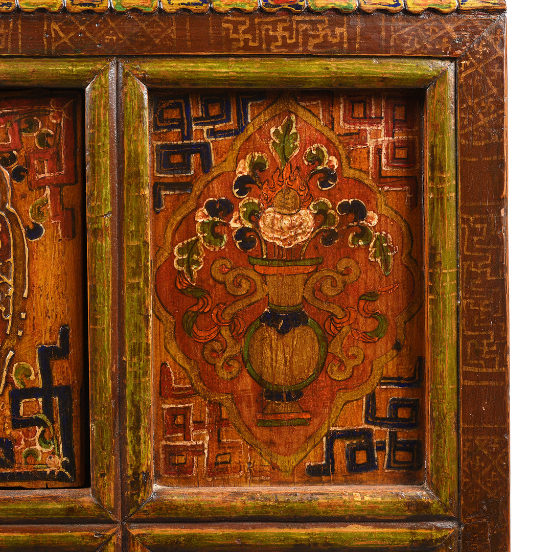 Paintwork Detail From Antique Tibetan Painted Altar Cabinet | Indigo Antiques
