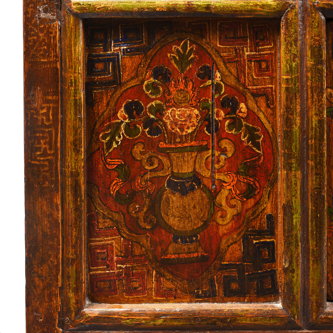 Paintwork Detail From Antique Tibetan Painted Altar Cabinet | Indigo Antiques