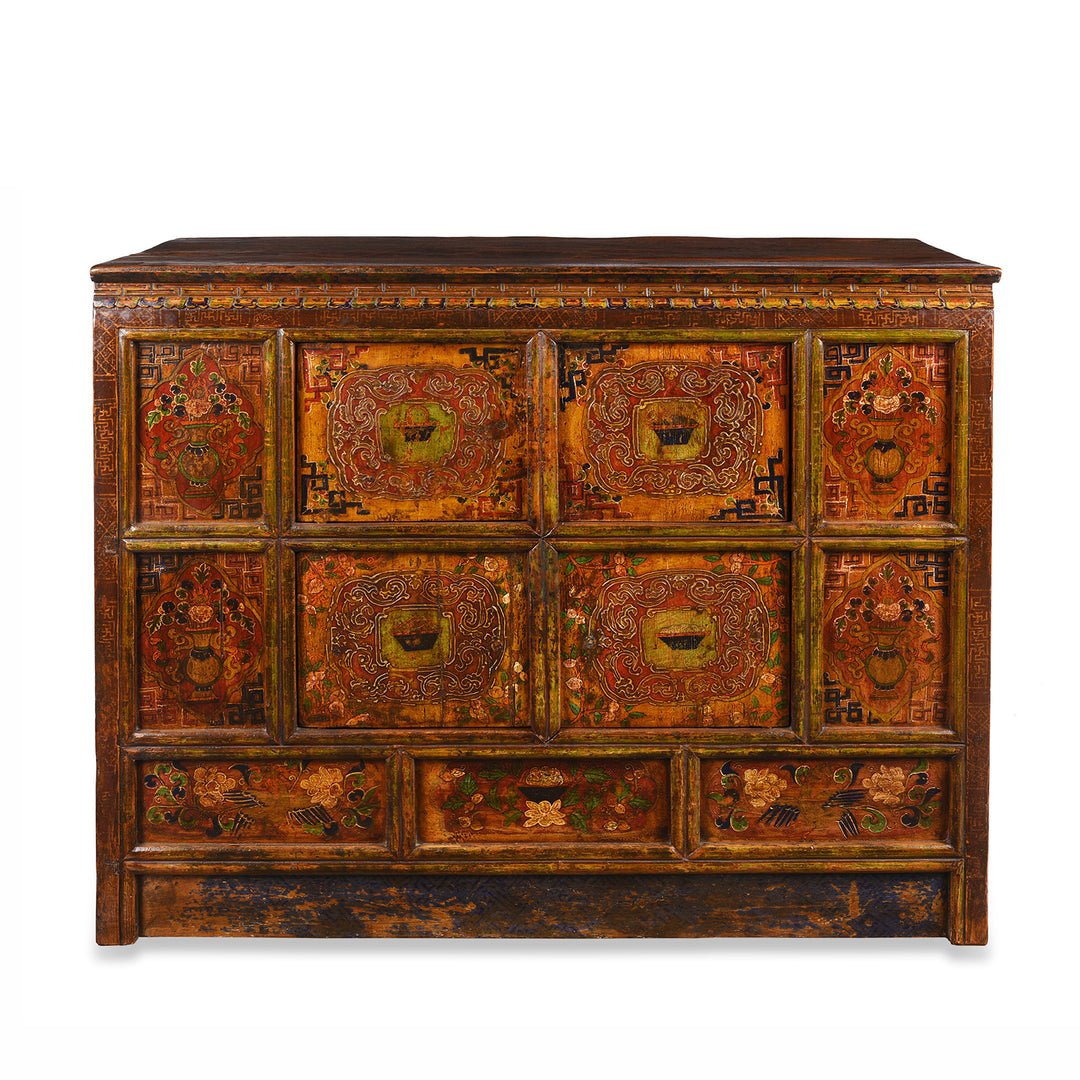Antique Tibetan Painted Altar Cabinet | Indigo Antiques