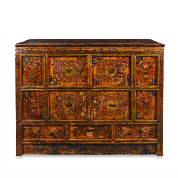 Tibetan Painted Altar Cabinet -  Ca 1900