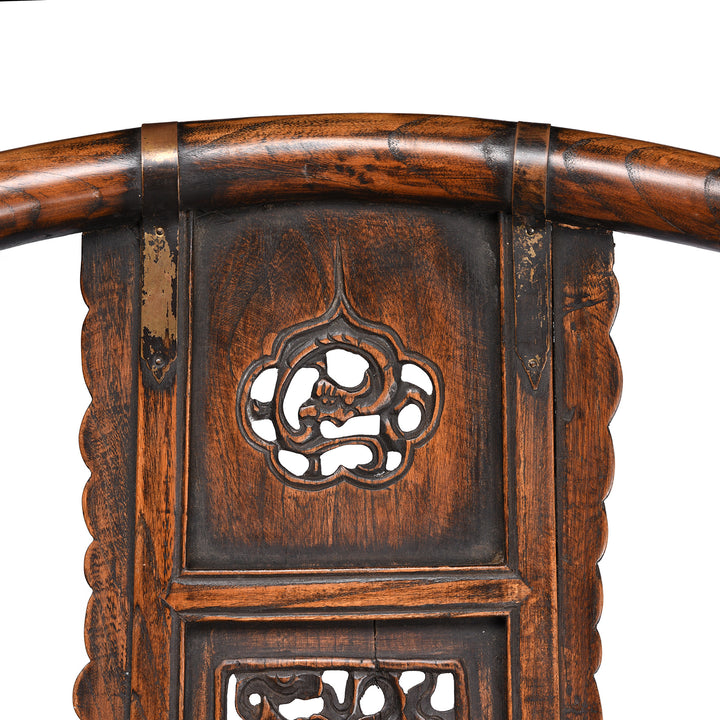 Carving Detail From An Excellent 20thC Copy of a Folding Horseshoe Chair (Jiaoyi) | Indigo Antiques