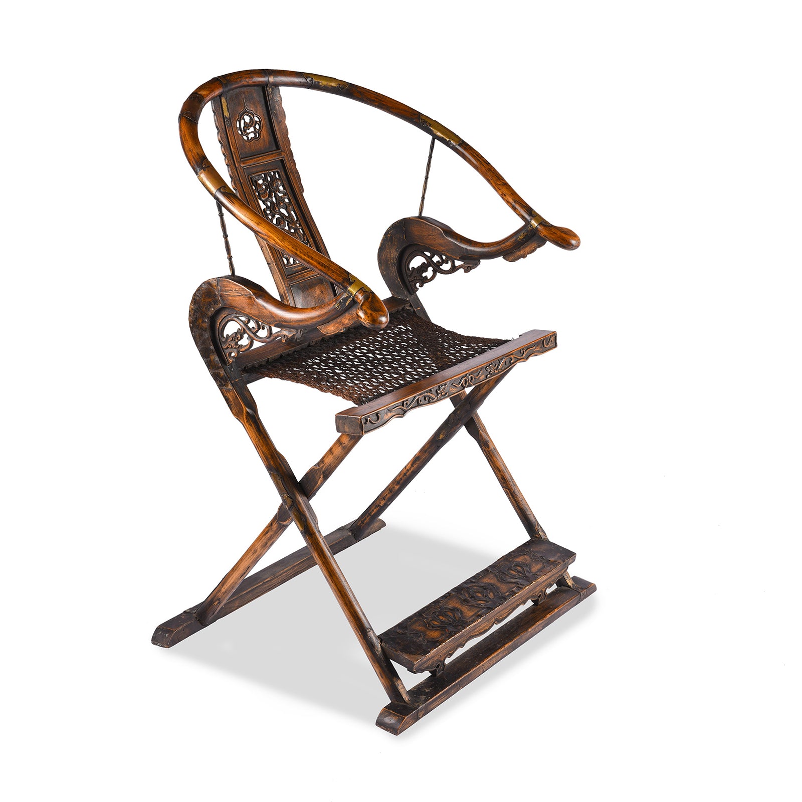 1980's Folding Chinese Horseshoe Chair (Jiaoyi) | Indigo Antiques