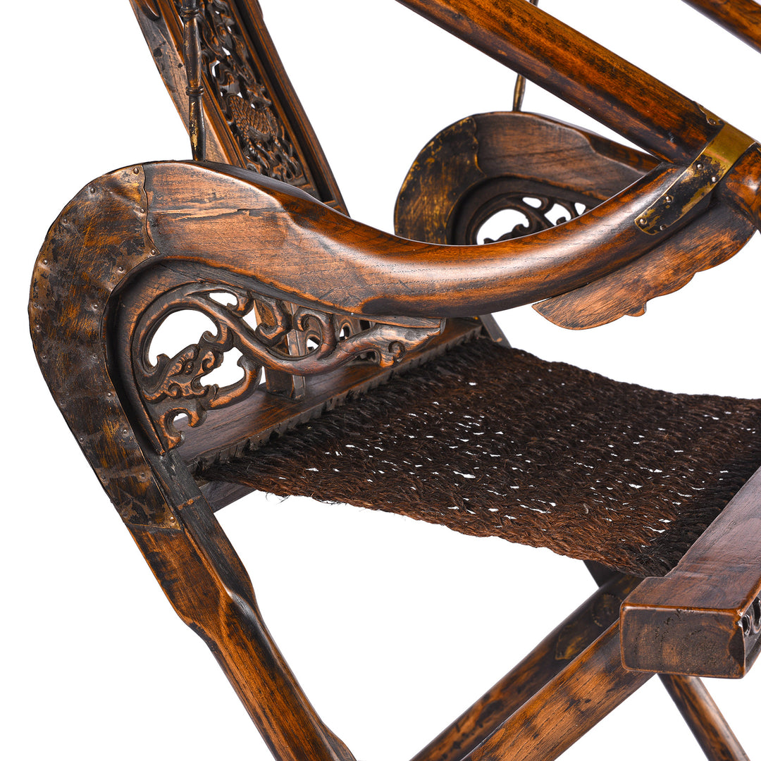 Carving Detail From, An Excellent 20thC Copy of a Folding Horseshoe Chair (Jiaoyi) | Indigo Antique
