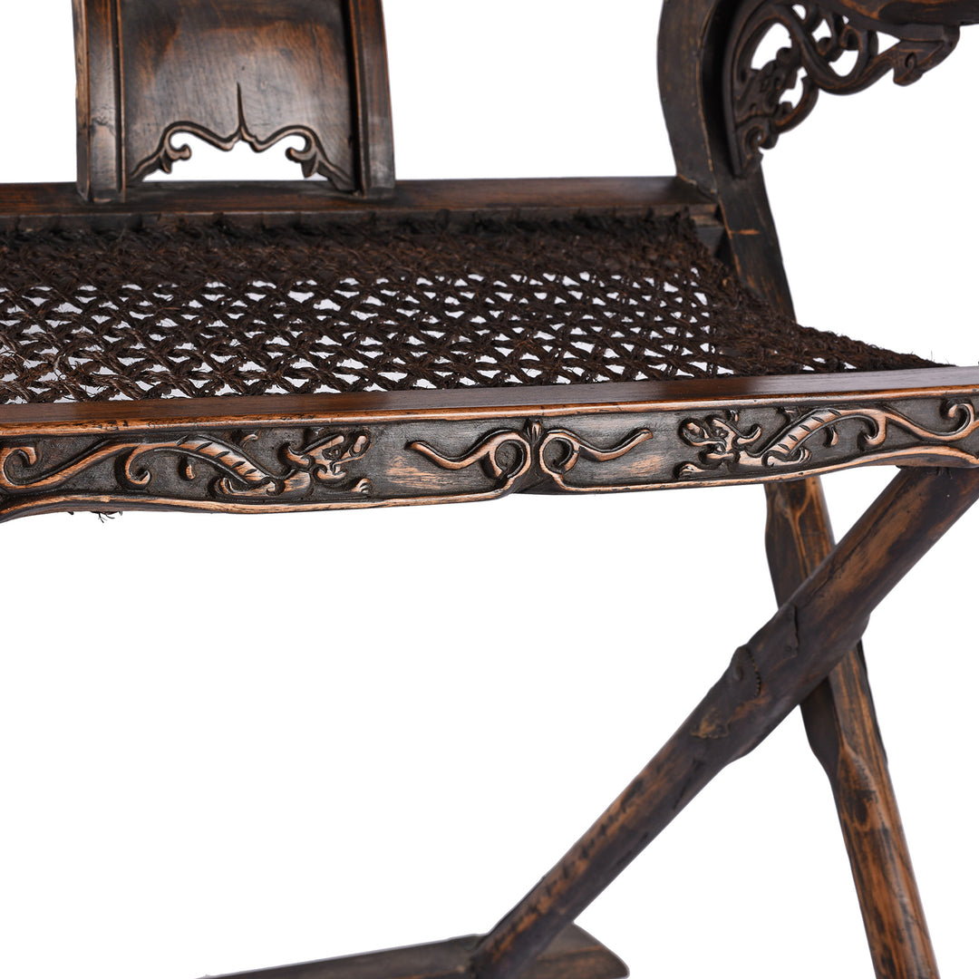 Detail From An Excellent 20thC Copy of a Folding Horseshoe Chair (Jiaoyi) | Indigo Antiques