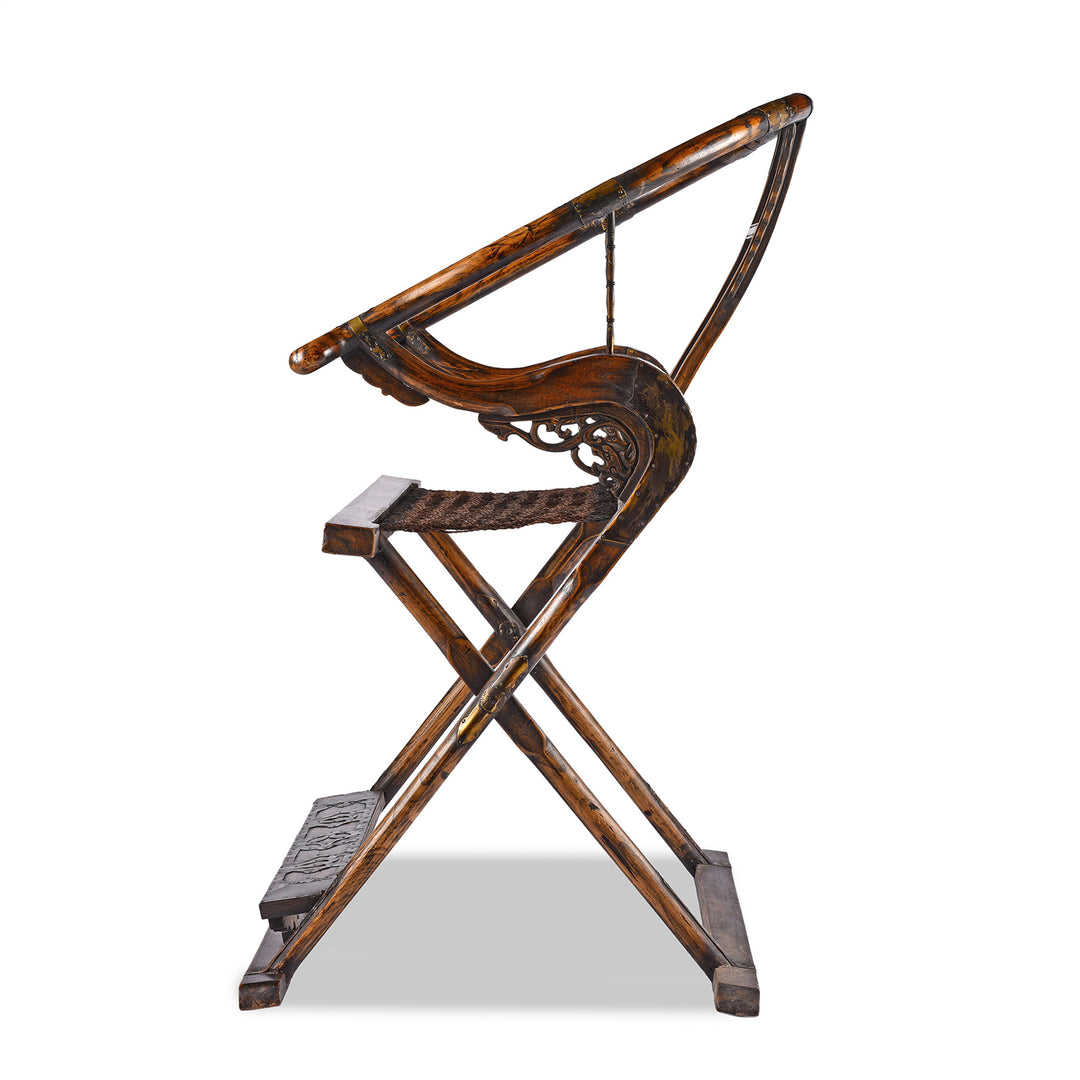 Side View Of An Excellent 20thC Copy of a Folding Horseshoe Chair (Jiaoyi) | Indigo Antiques