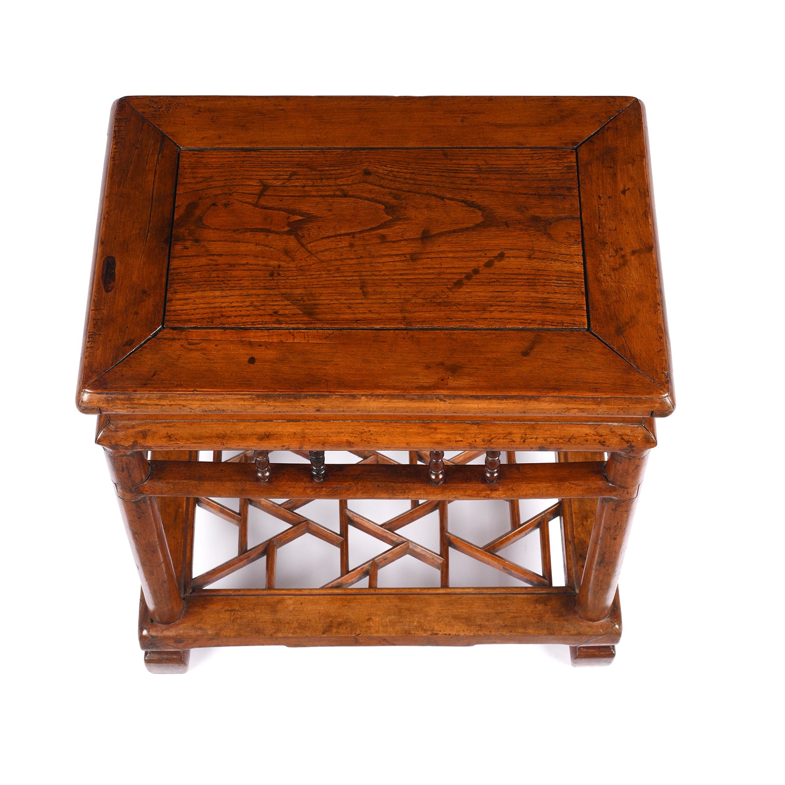 Top Down View Of Antique Red Elm & Cypress Low Table From Jiangsu | Indigo Antiques