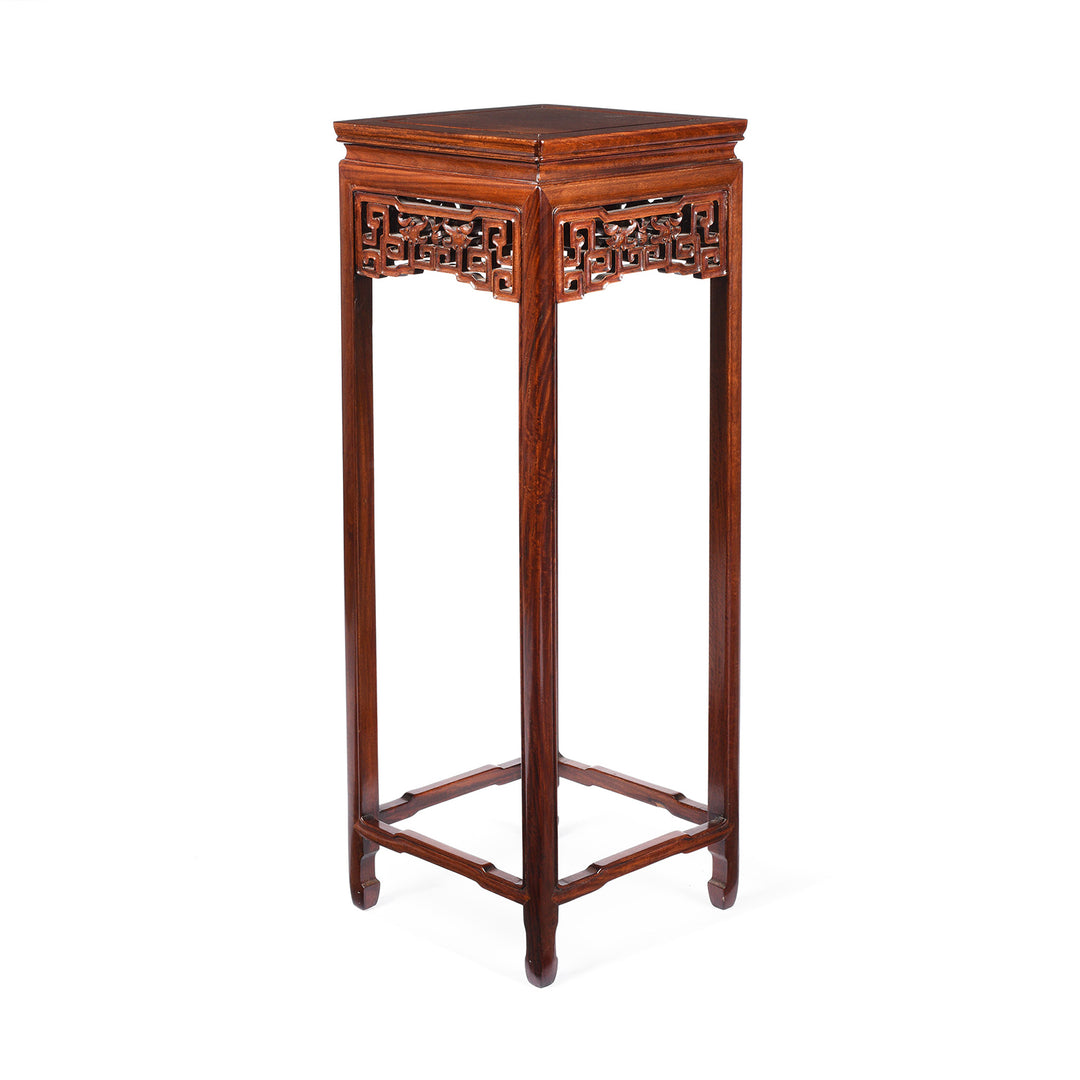 Vintage Hongmu Hardwood Chinese Flower Stand With Hoof Feet - Ca 1960's| Indigo Antiques