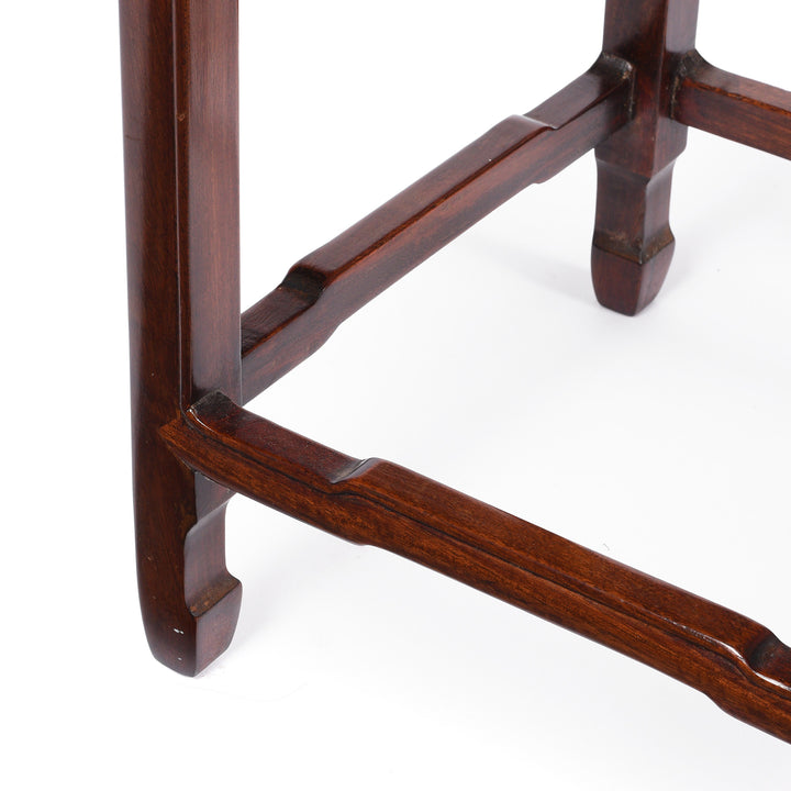 Leg Detail on a Vintage Hongmu Hardwood Chinese Flower Stand With Hoof Feet - Ca 1960's| Indigo Antiques