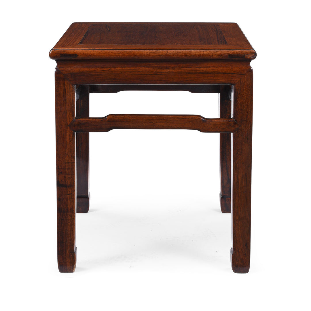 Chinese Huali Rosewood Side Table With Square Form And Rich Patina