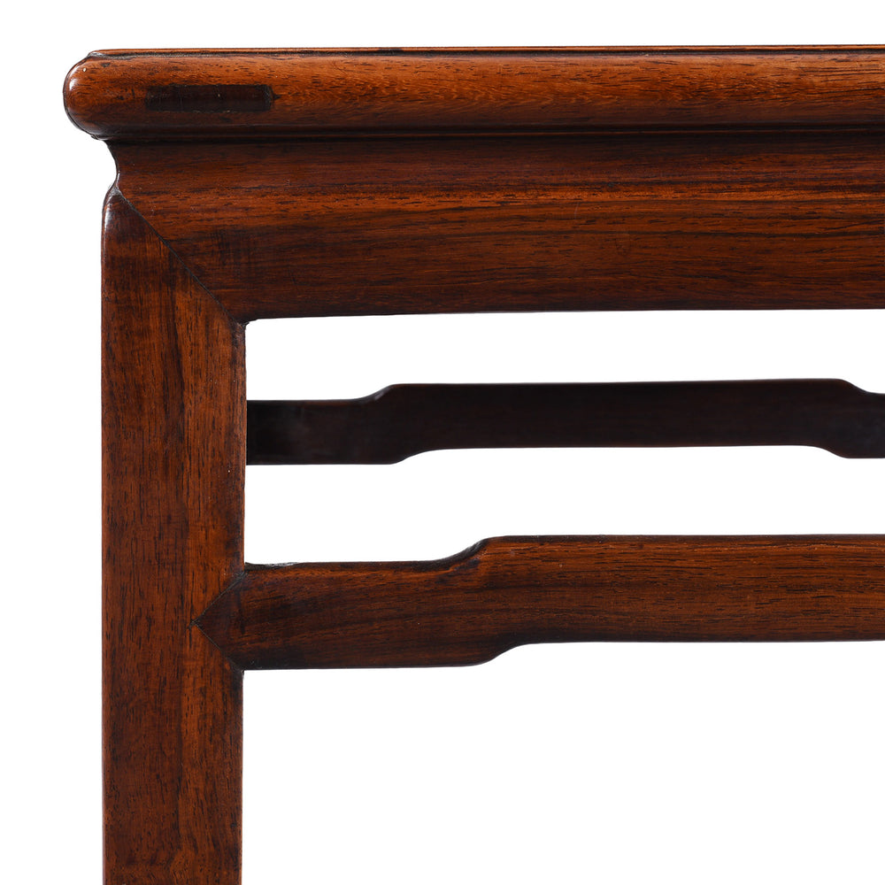 Corner Detail From Chinese Huali Rosewood Side Table With Square Form And Rich Patina