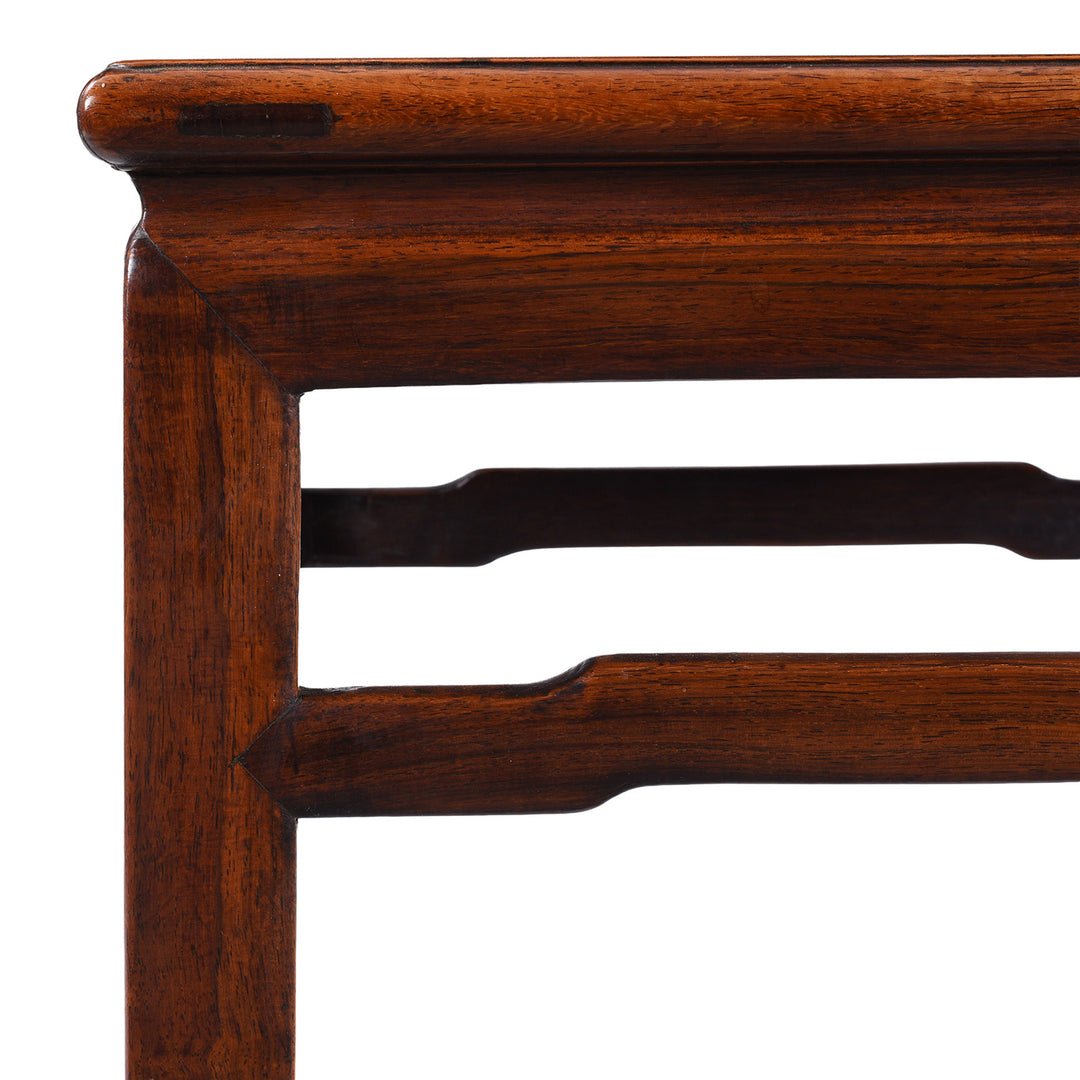 Corner Detail From Chinese Huali Rosewood Side Table With Square Form And Rich Patina