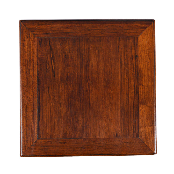 Top Down View Of Chinese Huali Rosewood Side Table With Square Form And Rich Patina