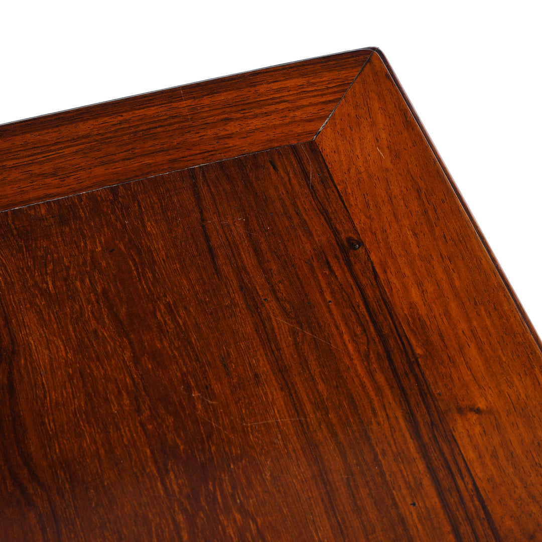 Corner Detail From Chinese Huali Rosewood Side Table With Square Form And Rich Patina