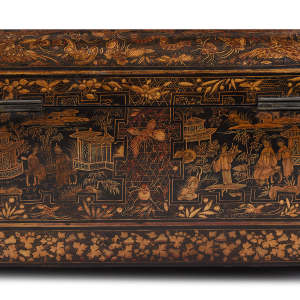 Black Lacquer Chinoiserie Sewing Box - Ca 1810