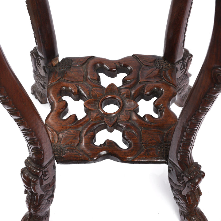 Chinese Hongmu Jardinière Stand With Inset Marble - Late 19th Century